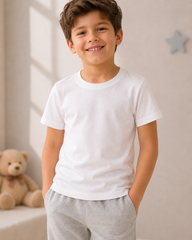 Boys’ Kids White Short-Sleeve Cotton T-Shirt FLEUR