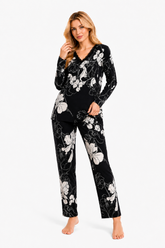 27448 Women's Long Sleeve V-Neck Viscose Pajama Set