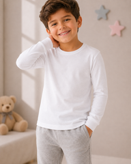 Boys’ Kids White Cotton Long-Sleeve Top FLUER