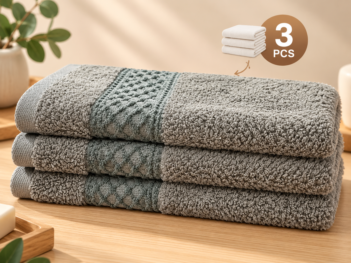 Cotton Towels 30 × 50 CM – Pack of 3