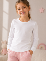 Girls’ White Cotton Long-Sleeve Top FLUER 🤍🎀