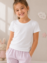 Girls’ Kids White Short-Sleeve Cotton T-Shirt FLEUR