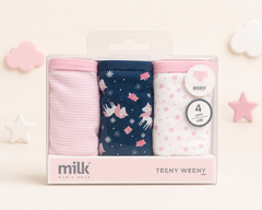 Kids Girls’ Cotton Panty Milk Pack 3*1 Different Designs