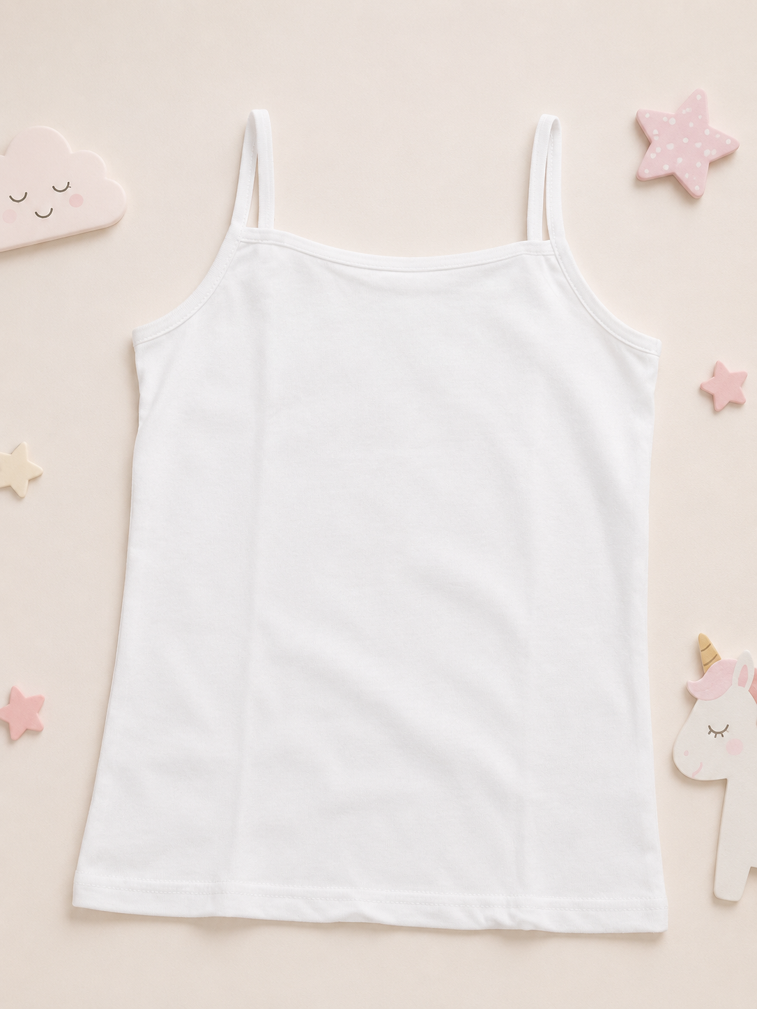 Girls’ Kids White Cotton Camisole FLEUR