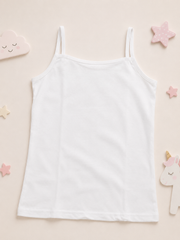 Girls’ Kids White Cotton Camisole FLEUR