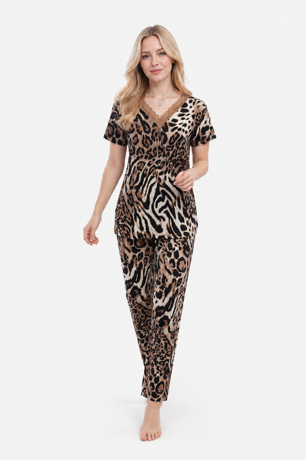27405 KD Women's V-Neck Pajama Set