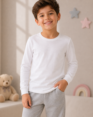 Boys’ Kids White Cotton Long-Sleeve Top FLUER