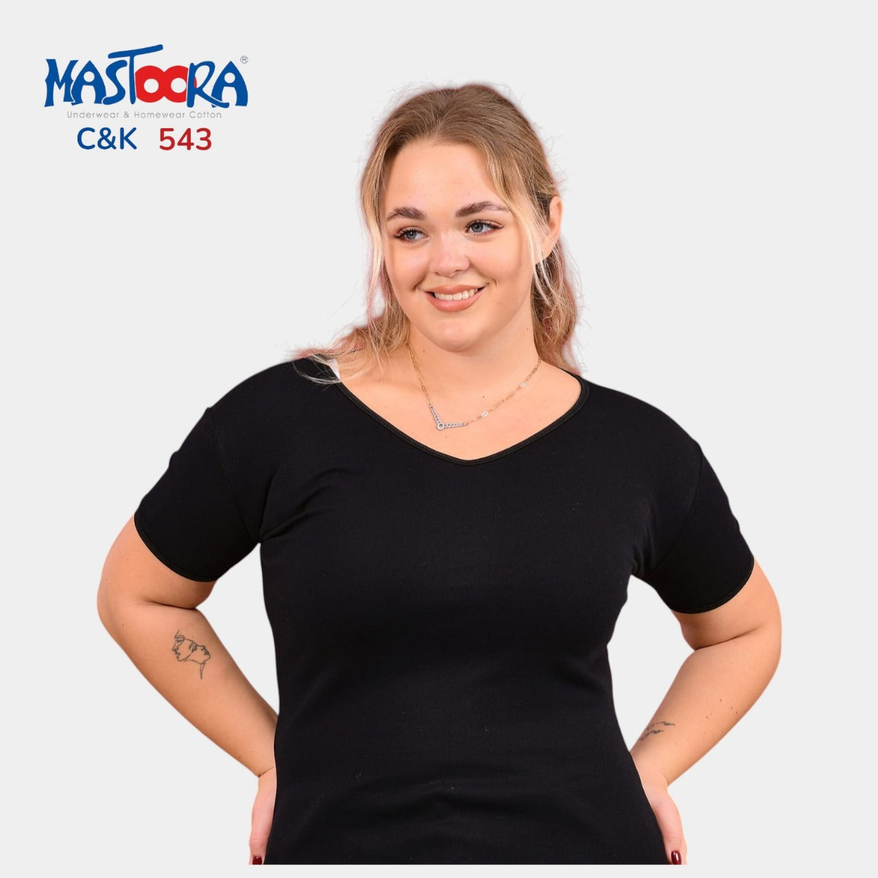 C&K تيشيرت نص كم 543 قطن حريمي