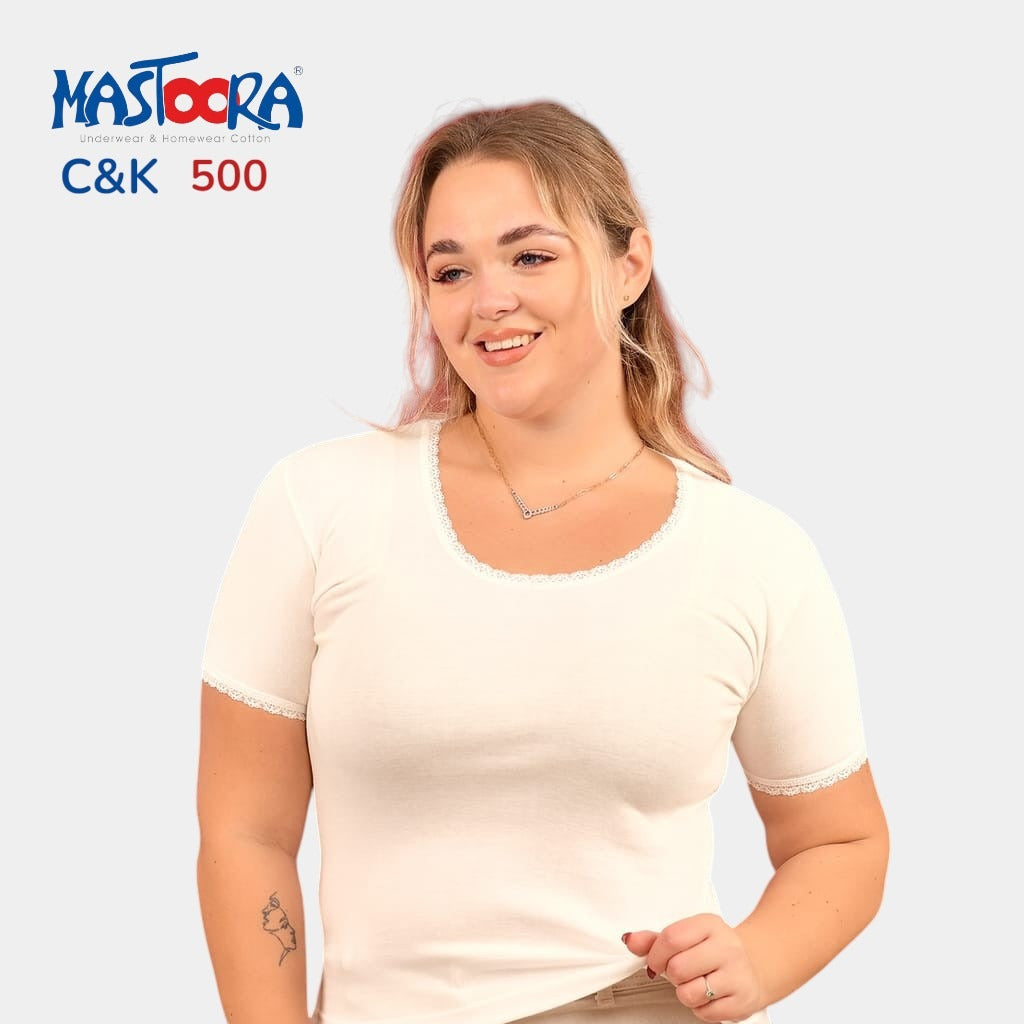 C&K تيشيرت حماله دانتيل 500قطن حريمي