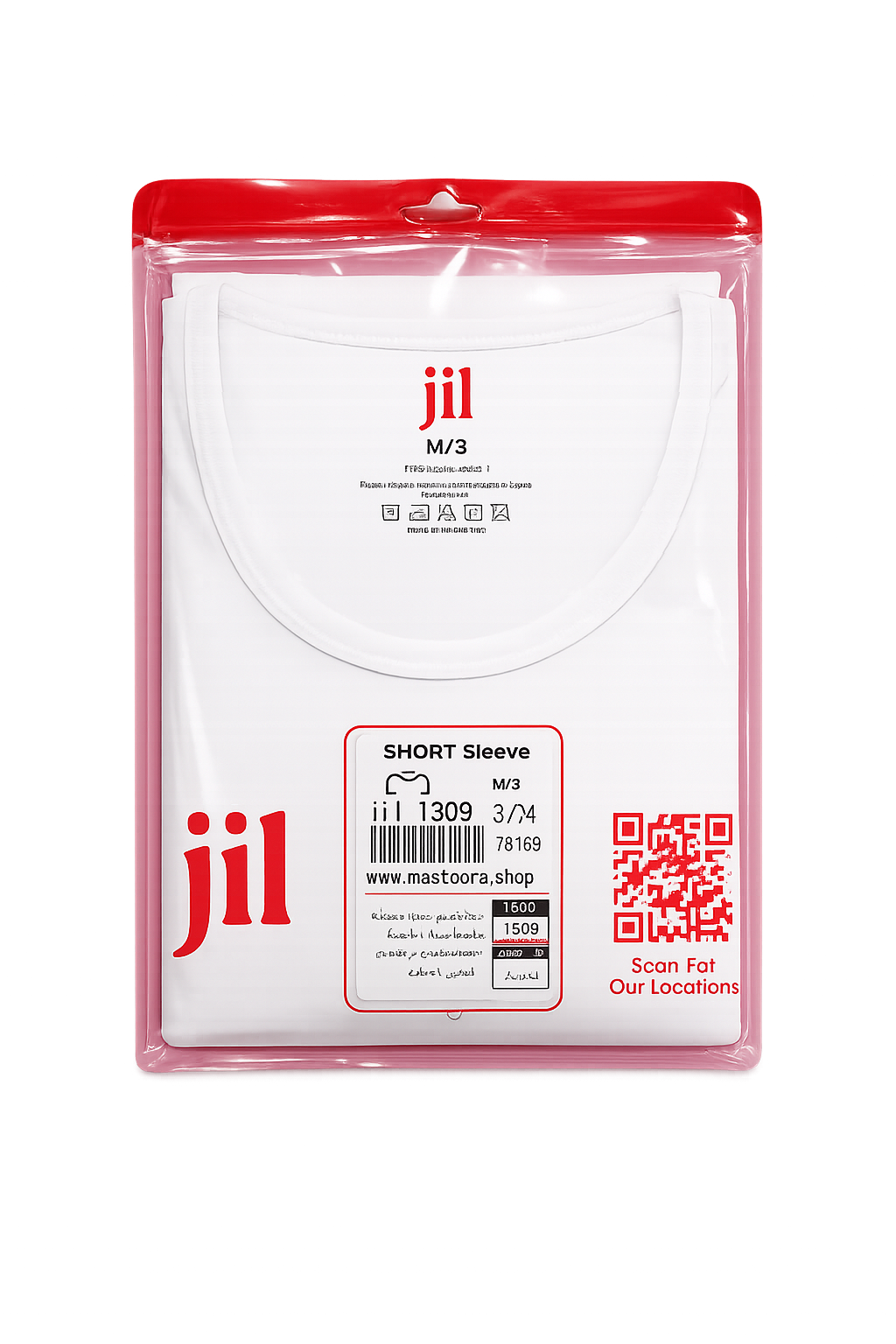 1309 JIL Men's Short Sleeve Undershirt – Red