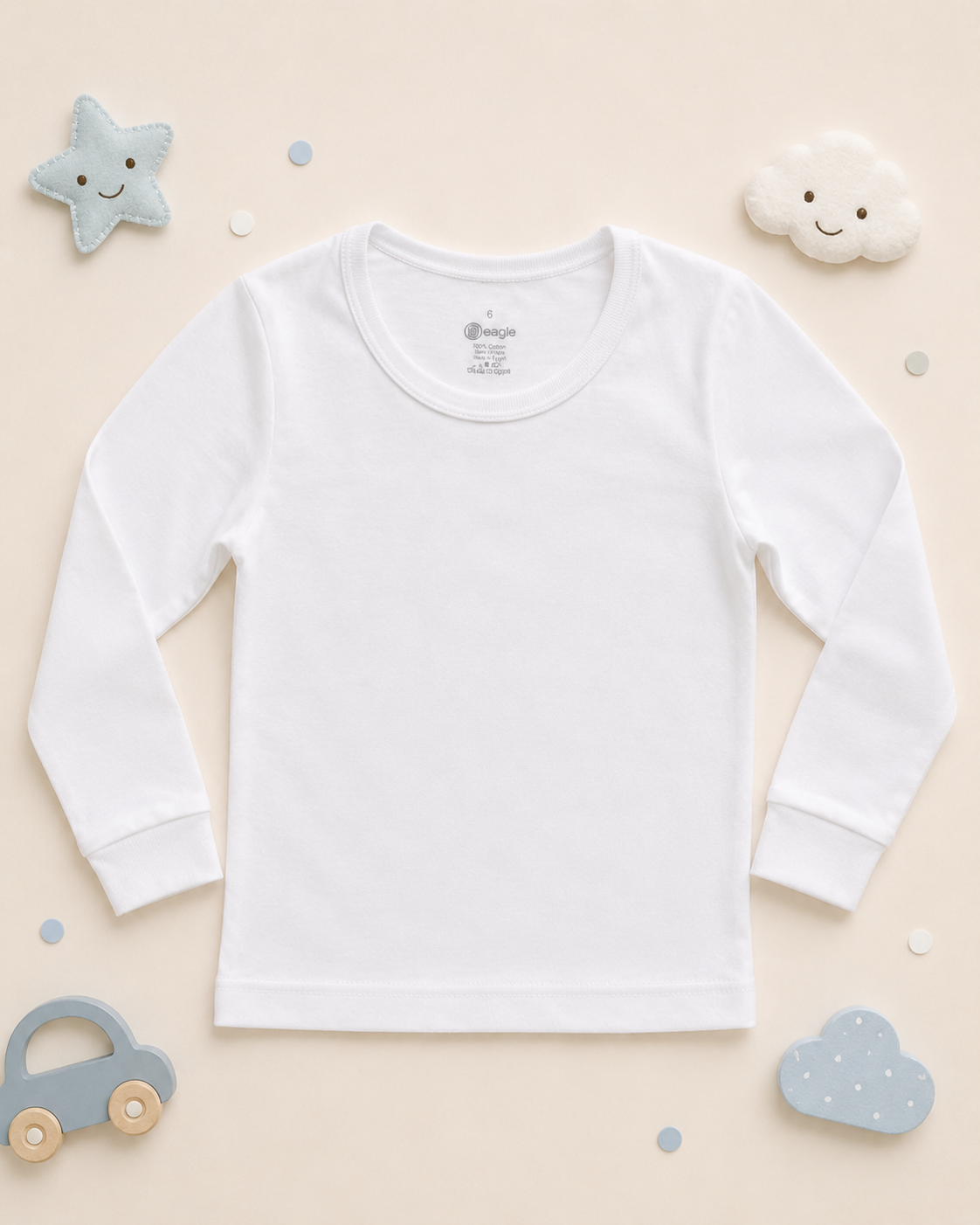 Boys’ Kids White Cotton Long-Sleeve Top FLUER