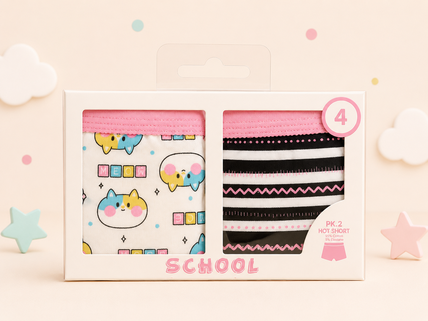 Kids Girls’ Cotton shorts School Pack 2*1 Different Designs