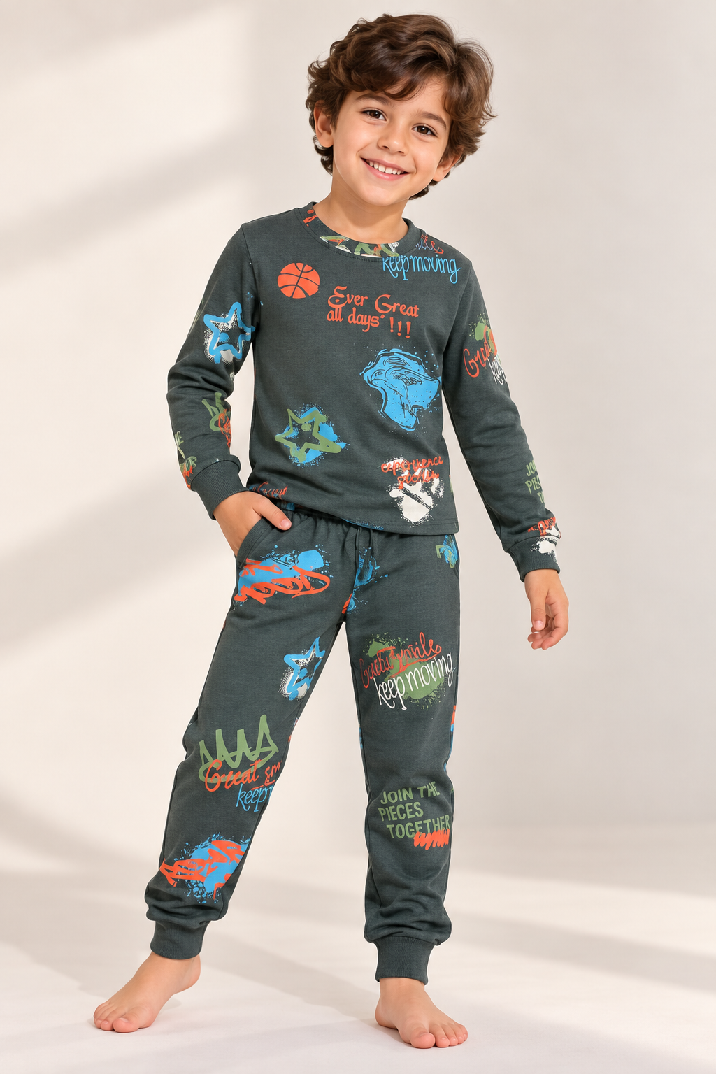 Unisex Kids’ Warm Printed Pajamas 🧸
