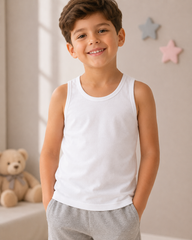 Boys’ Kids’ White Cotton Tank Top FLUER